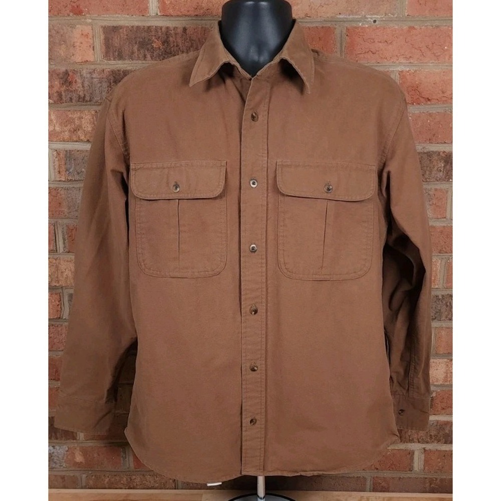 Vintage 90s Cabela's Deerskin Soft Chamois Shirt Brown Long Sleeve Sz Medium